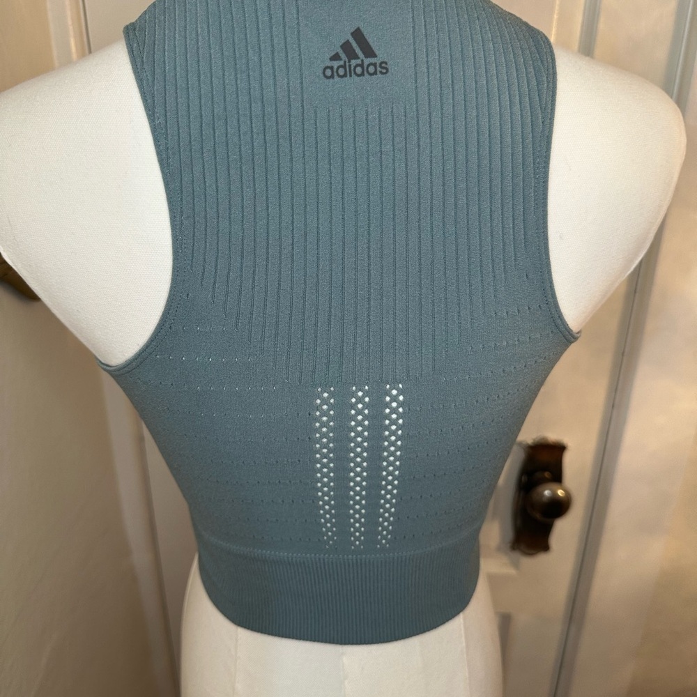 Adidas Blue Ribbed Crop Top - Picture 5 of 5